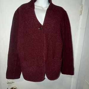 EILEEN FISHER Maroon Wool Blend 1 Button Jacket-L